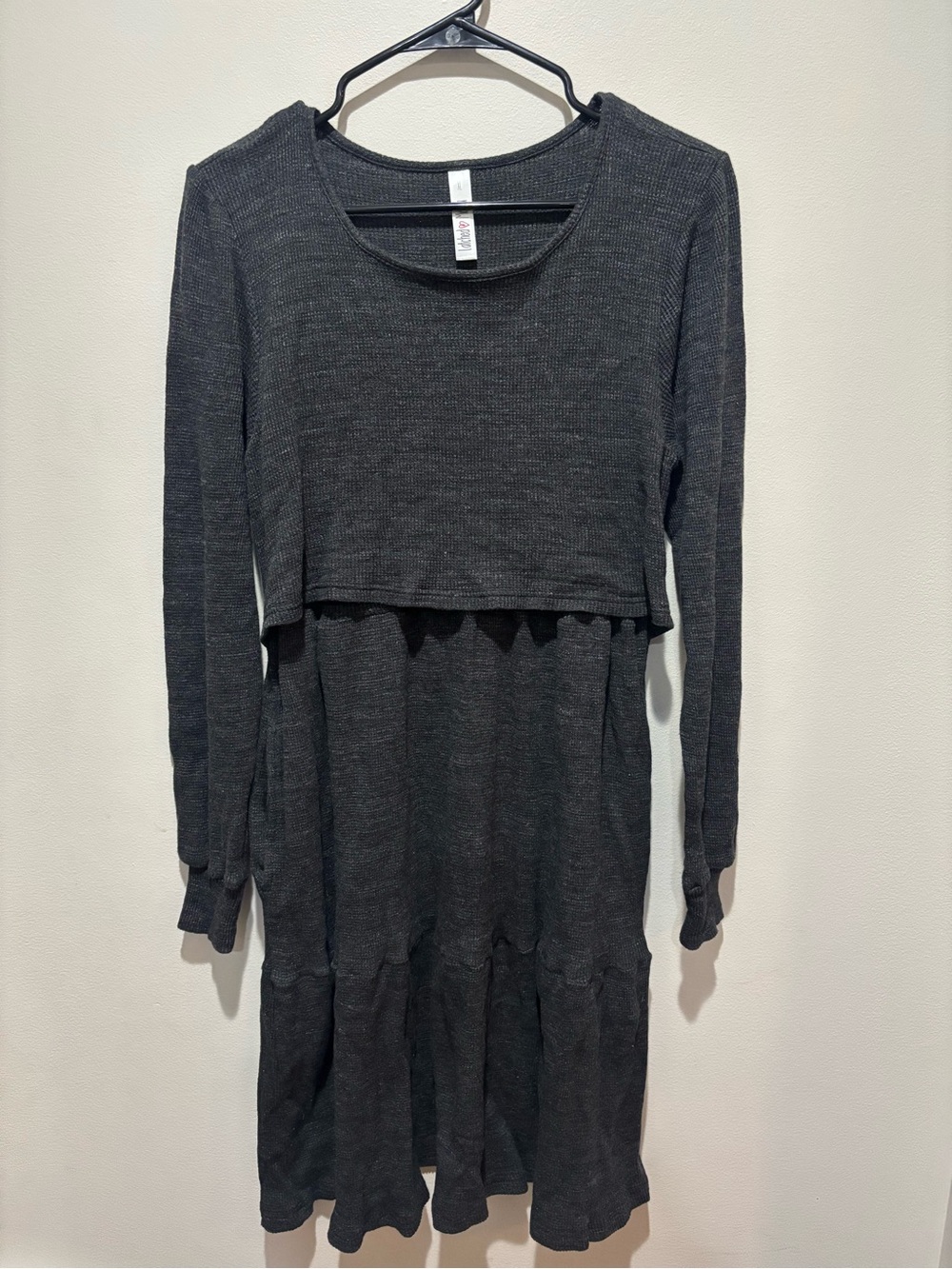 Latched Mama Waffle Knit Long Sleeve Nursing Dress Breastfeeding Stretch XL
